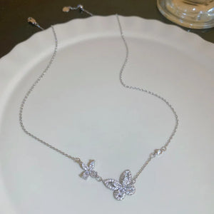 Silver Butterfly Necklace for Senior Women