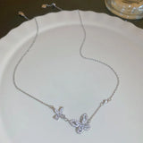 Silver Butterfly Necklace for Senior Women