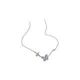 Silver Butterfly Necklace for Senior Women