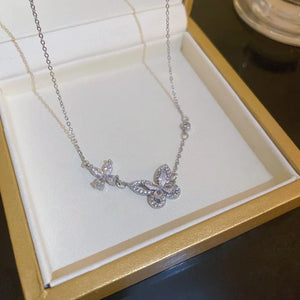 Silver Butterfly Necklace for Senior Women