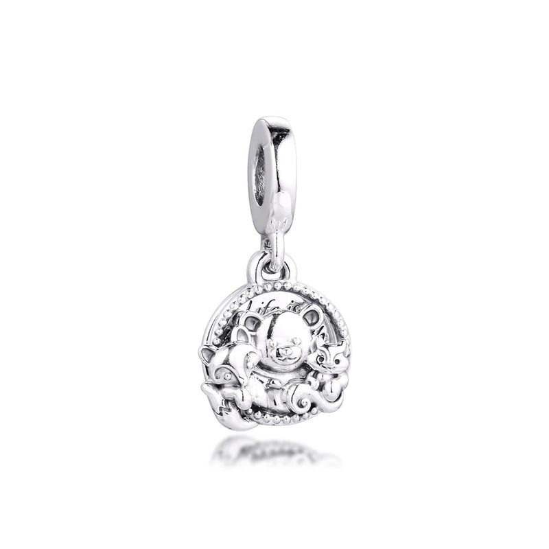 925 Sterling Silver Bear Fox & Squirrel Charms - European Bracelet Beads
