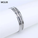Silver 3 in 1 Crystal Bangles Stainless Steel Women Jewelry