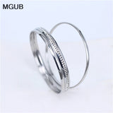 Silver 3 in 1 Crystal Bangles Stainless Steel Women Jewelry