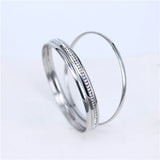 Silver 3 in 1 Crystal Bangles Stainless Steel Women Jewelry