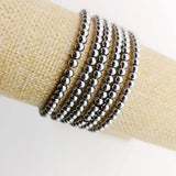 4mm Stainless Steel Beads Bracelet Bangle Heart Charm Women Bracelet