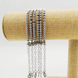 4mm Stainless Steel Beads Bracelet Bangle Heart Charm Women Bracelet