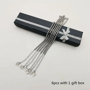 4mm Stainless Steel Beads Bracelet Bangle Heart Charm Women Bracelet