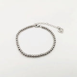 4mm Stainless Steel Beads Bracelet Bangle Heart Charm Women Bracelet