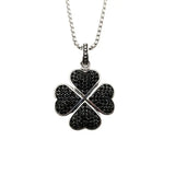 Silver 4 Leaf Clover Necklace Stainless Steel Stone Pendant BLKN0692
