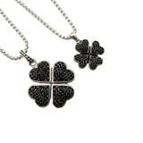 Silver 4 Leaf Clover Necklace Stainless Steel Stone Pendant BLKN0692