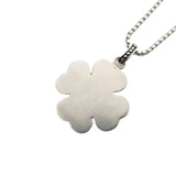 Silver 4 Leaf Clover Necklace Stainless Steel Stone Pendant BLKN0692