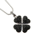 Silver 4 Leaf Clover Necklace Stainless Steel Stone Pendant BLKN0692