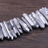 Silver Quartz Top Drilled Slice Loose Beads 5-8*40-45MM