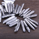 Silver Quartz Top Drilled Slice Loose Beads 5-8*40-45MM