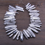 Silver Quartz Top Drilled Slice Loose Beads 5-8*40-45MM