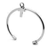 Silver Small Bangle Bracelets Heart Round Cross Stainless Steel