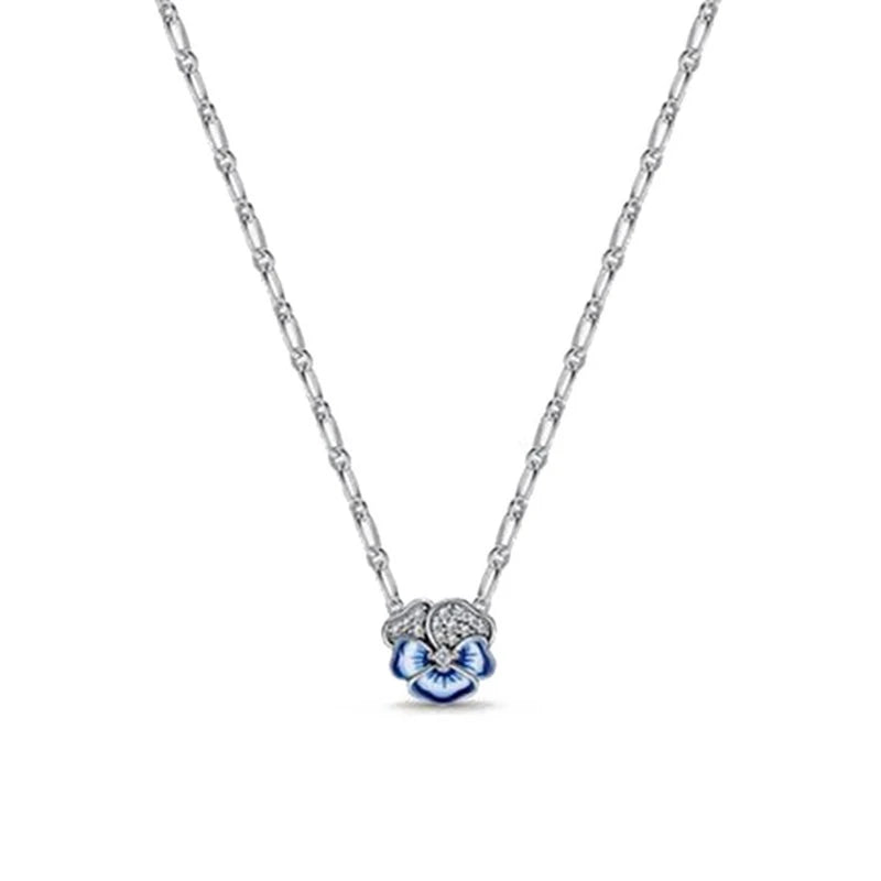 Silver Flower Necklace for Women Girls Party Birthday