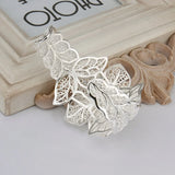 Silver Bangle Engagement Jewelry Retro Charm Hollow Lady Flowers Bracelet