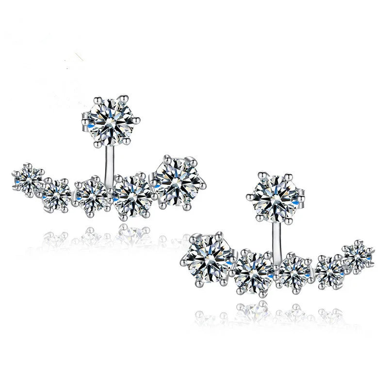Flower Crystal 925 Sterling Silver Stud Earrings for Women