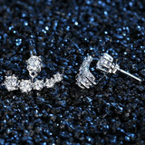 Flower Crystal 925 Sterling Silver Stud Earrings for Women