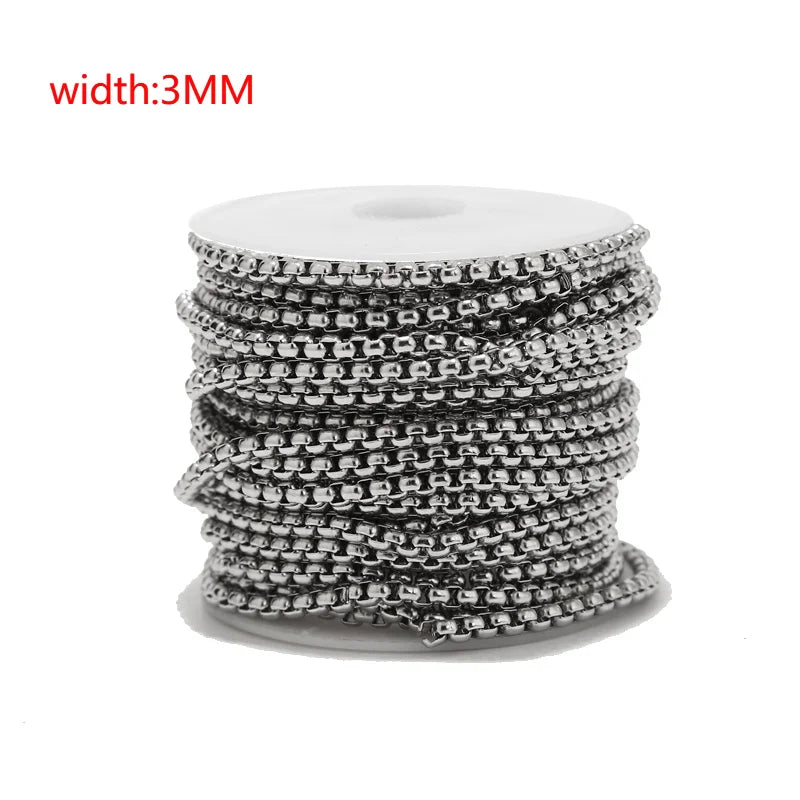 Stainless Steel Square Shape Long Chains for Jewelry Making - Silver/Gold Tone