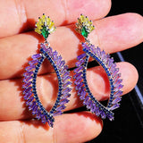 Silver Inlaid Crystal Geometric Retro Earrings