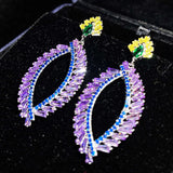 Silver Inlaid Crystal Geometric Retro Earrings
