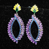 Silver Inlaid Crystal Geometric Retro Earrings