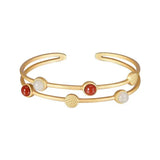 Enamel Agate Hetian Chalcedony Double-Layer Bracelet Silver Inlaid