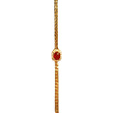 Red Gemstone Bracelet with Silver Inlay Retro Charm Bangle