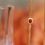 Red Gemstone Bracelet with Silver Inlay Retro Charm Bangle