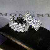 Silver Inlaid Full Diamond Geometric Stud Earrings
