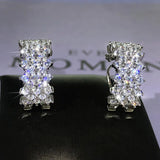 Silver Inlaid Full Diamond Geometric Stud Earrings