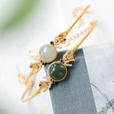 Silver Inlaid Hetian Chalcedony Bracelet Chinese Palace Charm Jewelry