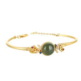 Silver Inlaid Hetian Chalcedony Bracelet Chinese Palace Charm Jewelry