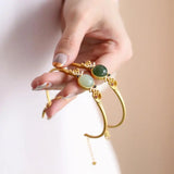 Hetian chalcedony bracelet with silver inlay - Chinese palace charm jewelry
