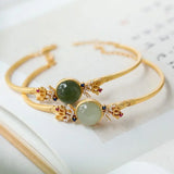 Silver Inlaid Hetian Chalcedony Bracelet Chinese Palace Charm Jewelry