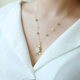 Silver Inlaid Hetian Jade Crab Pendant Necklace Chinese Retro Jewelry