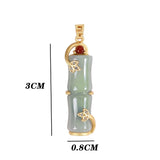 Silver Inlaid Hetian Jade Bamboo Pendant Necklace Chinese Charm Jewelry