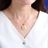 Silver Inlaid Hetian Jade Dolphin Pisces Pendant Necklace