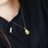 Silver Inlaid Hetian Jade Pendant Necklace Chinese Retro Craft Jewelry