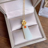 Silver Inlaid Hetian Jade Pendant Necklace Bohemian Hair Jewelry