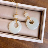 Silver Inlaid Hetian Jade Pendant Necklace Chinese Retro Women's Jewelry