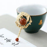 Silver Inlaid Southern Red Tourmaline Brooch Charm