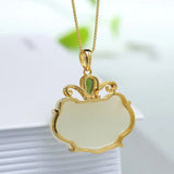 Bohemian Silver Hetian Chalcedony Pendant Necklace