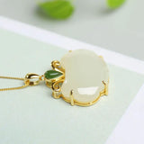 Bohemian Silver Hetian Chalcedony Pendant Necklace
