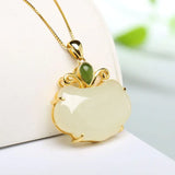 Bohemian Silver Hetian Chalcedony Pendant Necklace