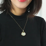 Bohemian Silver Hetian Chalcedony Pendant Necklace