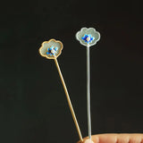 Silver Inlay Natural Hotan Jade Ruyi Flower Pearl Hair Jewelry Tiara