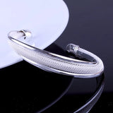 925 Sterling Silver Wire Mesh Bracelet Women's Resizable Bangle
